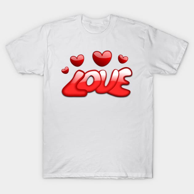 Love Red Heart Design T-Shirt by PrintArtdotUS